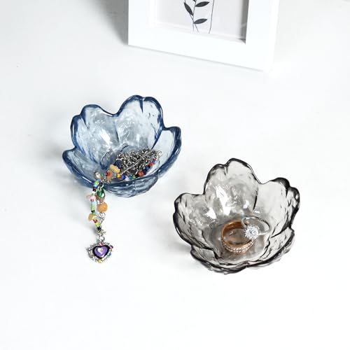 Bihoib Crystal Black Flower Ring Dish Jewelry Tray, Decorative Glass Trinket Dish thumb #4
