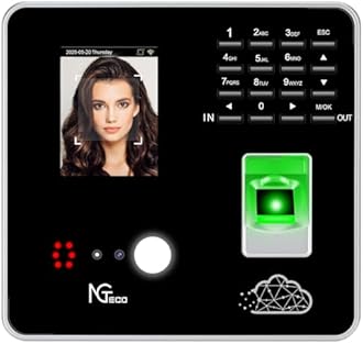 NGTeco Cloud Time Clock, Upgraded TC1 Remote Control 2.4GHz WiFi Time Card Machine for Small Business with Software & App for iOS/Android, Includes 5 RFID Cards No Monthly Fees