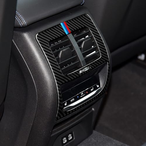 Image of Car Decal Rear Row AC Cover Trim Carbon Fiber Sticker fits for BMW X3 G01 2018 2019 2020 2021 2022 2023 2024 Accessories