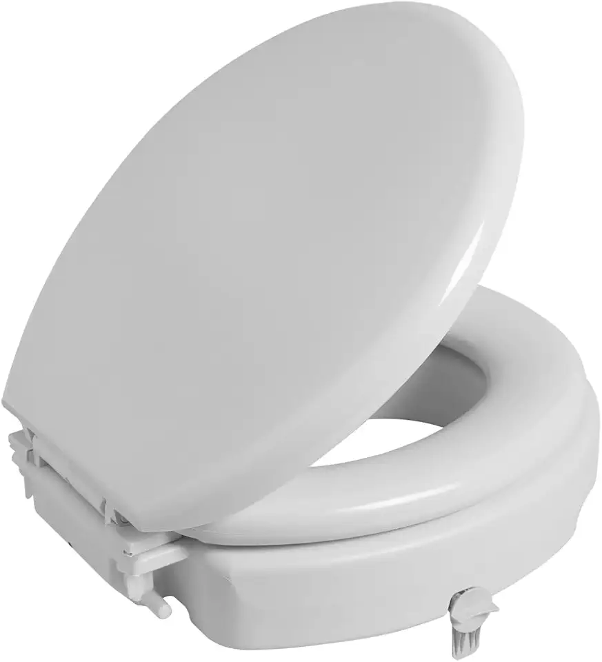 Assento Sanitário Elevado Fechado com Almofadado e Trava Branco 11cm