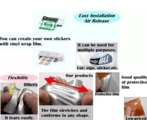 Image of CREON Wrap for Car & Bike Self Adhesive Wrap Sheet Sticker & Decal Roll Film Auto Car Vehical Air Release (1 feet x 5 feet, Black Glossy Wrap)
