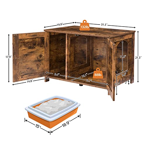 HOOBRO Cat Litter Box Enclosure, Hidden Cat Washroom Furniture with Divider, Wooden Pet House End Table, Large Enough… - Image 7