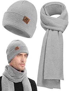 Tuopuda Women's Knitted Hat Scarf Set Ladies Girls Soft Warm Beanie Cap Long Scarf 2 in 1 Winter Thick Set Unisex Cold Weather Sets for Skiing Outdoor Sports Activities