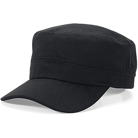 XYIYI Black Unisex Cotton Basic Cadet Army Cap Everyday Military Style Hat Cover