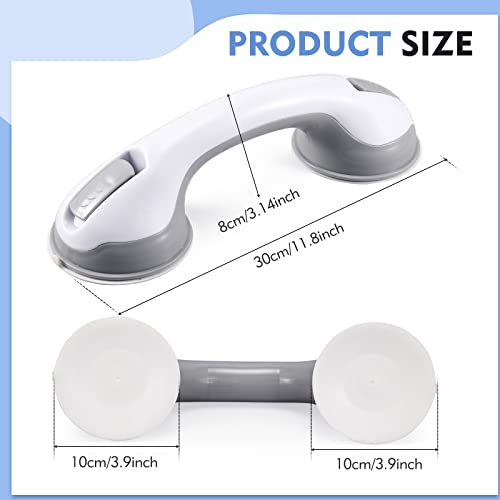 Grab Bars for Bathtubs and Showers, 12 Inch Shower Handle Strong Suction Cup Grab Bar for Shower Chair Stool, Bathroom Safety Bar for Seniors, Elderly, Handicap (2 Pack)