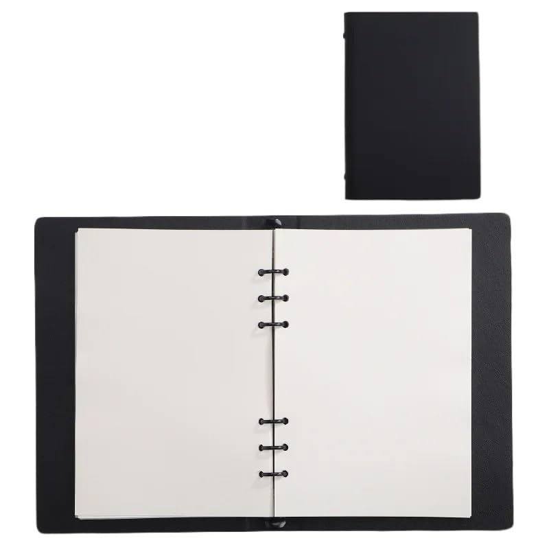 Cahier feuilles mobiles cuir écriture business avec carnet de notes et bloc-notes noir