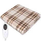 電気毛布 敷き 掛け兼用 節電 4段階タイマー 電気敷き毛布 140×80cm 切り忘れ防止タイマー付き 5段階温度調整 洗える 電気ブランケット 防寒対策 肩掛け 膝掛け シングル 暖房器具 毛玉なし ギフト 丸洗い可 頭寒足熱 ダニ退治（チェック柄）
