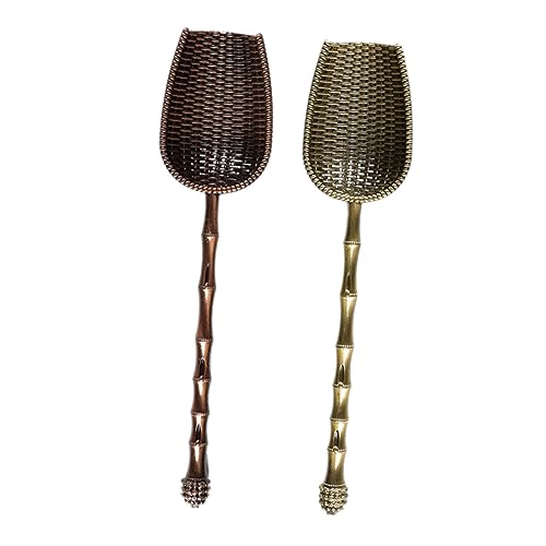 2pcs Metal Long Handle Tea Scoop Set, Zinc Alloy Sieve Design