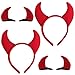 Halloween Devil Headband Devil Horns Ears Hair Clips Hair Bands Hair Hoops Red Fluffy Barrettes Hairband Women Girls Party Decoration Cosplay Costume Handmade Headpiece Cute Hair Accessories 4 Pack