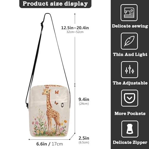 messenger bag for men over the shoulder bags for men Shoulder Hand Bags Adjustable Strap for work work - Cute Giraffe Blush3