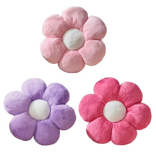 Vdoioe 3PCS Flower Pillow Set,Flower Throw Pillow 15.7In Daisy Pillow