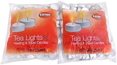 – 2 PACKS of 100 Unscented Tea Light Candles –White Wedding Party Candles –Nice Burning and Quality Candles – Heating and Travel Candles