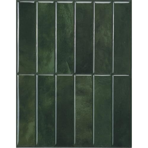 Smart Tiles Peel and Stick backsplash, Stacked Forest Green, 11.43"x9"