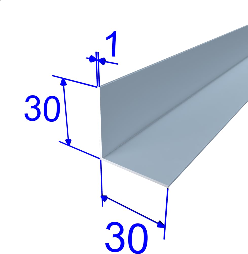 FaiX3.it - Perfil angular en L 30x30x1 mm de aluminio, lacado RAL 7001 "gris plata" mate, longitud 2500 mm