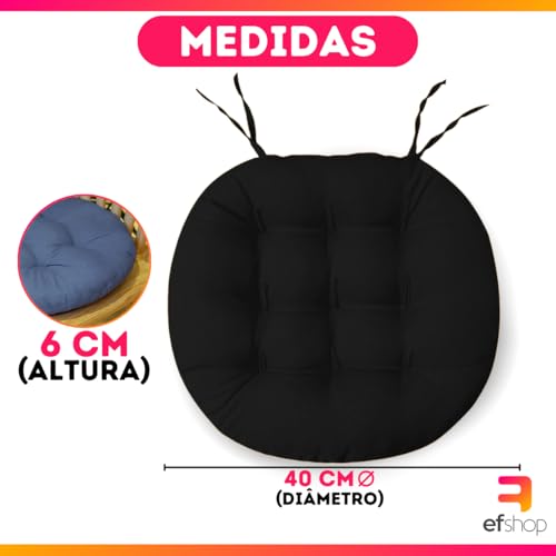Almofada Assento Cadeira Futton Futon 40x40cm Redonda Cores Diversas (Preto)