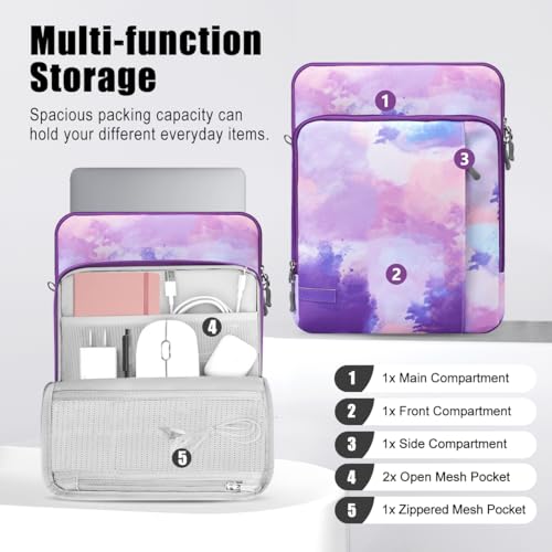TiMOVO Sleeve Case with Shoulder Strap for Laptop, 13.3-14", Purple - image 4