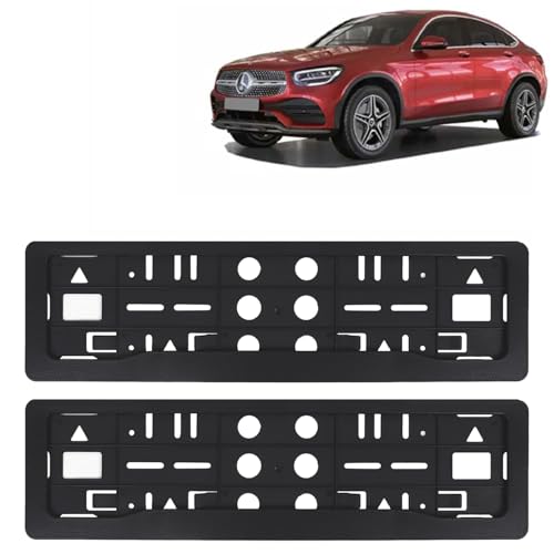 Image of KINGSWAY GLC Coupe Car Number Plate Frames for All 2020 Onwards Models of Mercedes Benz Car Registration Plate Holders, Black Licence Plate Covers (Front and Rear), Universal Size 51.5 x 14.5 cm
