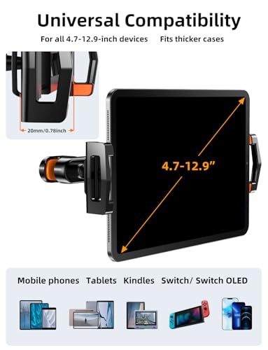 Wurycia Tablet Halterung Auto, Tablethalterungen Auto, KFZ Tablet Halter Kopfstütze, Universal Tablet Kopfstützenhalter für Galaxy Tab, iPad Pro 12.9/11/Air/Mini, Switch, Fire HD und 4-12.9” Geräte