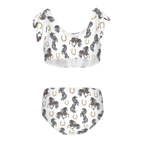 Toddler Girls Bikini Set Horse Swimsuits Kid Bowknot Swimwear 2 Piece Bathing Suit 3-12T2