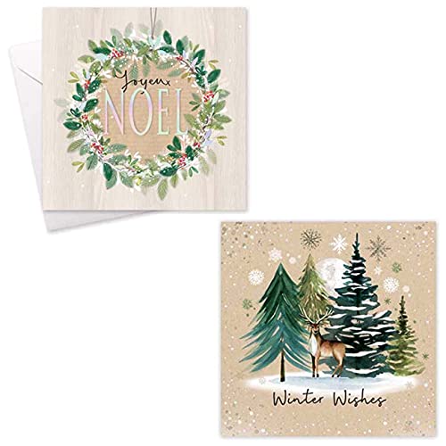 Weihnachtskarten mit weihnachtlichen Motiven und Umschlägen, Motiv: Winter Wishes Noel, 20 Stück Cover