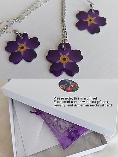 Silk feeling chiffon scarves Armenian motives2