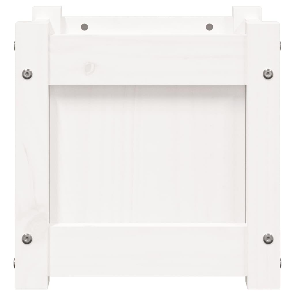 Weißer Pflanzkübel aus massivem Kiefernholz 31 x 31 x 31 cm für Balkon, Terrasse, Garten, Fensterbank, innen und außen, für Blumen, Kräuter und Gemüse