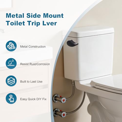 Image of iFealClear Metal Toilet Handle Replacement Compatible with TOTO THU068-CP Trip Lvr for St743S, St406 Soild Brass Toilet Tank Flush Lever, Side Mount Toilet Trip Levers, Matte Black