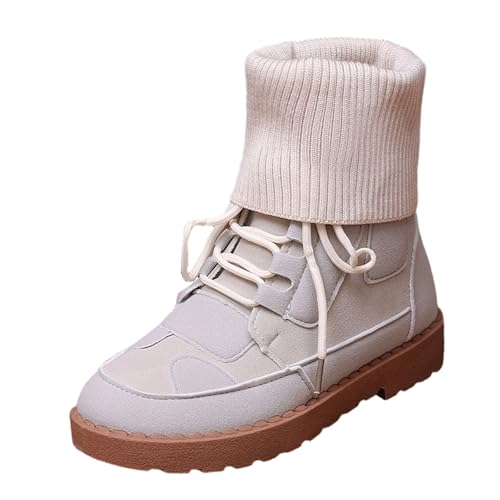 Bottes décontractées femme bout rond lacets chaussures marche confortables