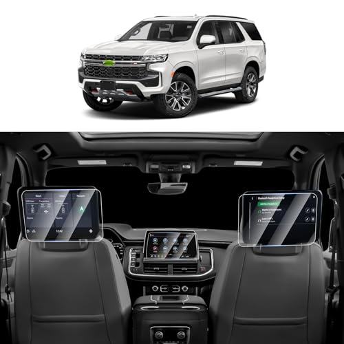 Canvcle 3PCS Screen Protector for 2021-2025 2026 Chevy Tahoe/Suburban/GMC Yukon 10.2 Inch Navigation and 12.6 Inch Rear Seat Touch Screen, 9H Tempered Glass Radio Display Screen Cover Protective Film