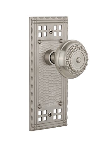 Nostalgic Warehouse Craftsman Plate with Meadows Knob, Passage - 2.75", Satin Nickel