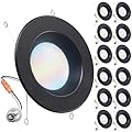 Sunco 12 Pack 5CCT Black LED Recessed Lighting 6 Inch, 2700K/3000K/3500K/4000K/5000K Selectable, Dimmable Can Lights, Baffle Trim, 13W=120W, 869 LM, Damp Rated, Retrofit Installation - UL Listed