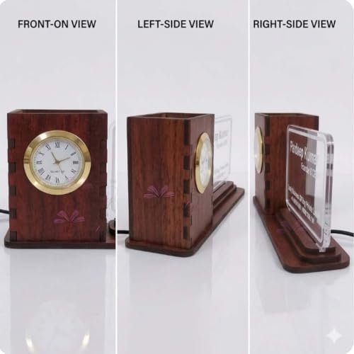 Image of Acrylic Laser Engraved Table Sign Stand, Laser Engraved Sign or Name Plate for Doctor, Teacher, Advocate, Medical, Proprotor office or personal use with Warm White Light (Pen Stand with LED)