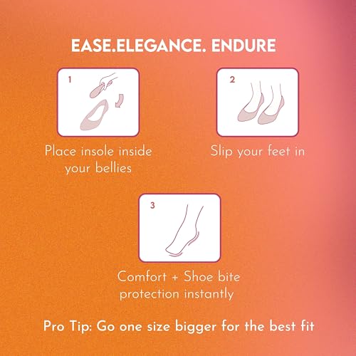 Image of Bellies Memory Foam Insoles for Women - Full Length Cushioned Insole pads for Comfort, for Bellies (Mojdi) Shoes, with Shoe Bite Protector, Pain Relief, Adjustable Universal Size, Pack of 2