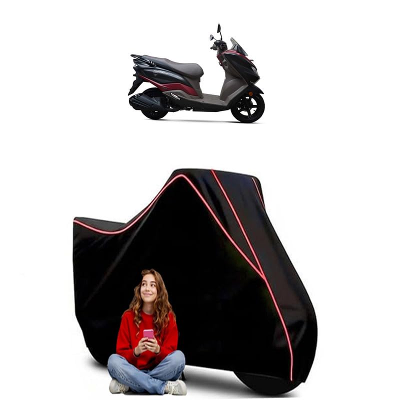 Image of Burgman Street Scooty Bike Cover Water Resistant Outdoor Use Universal Fit Scooters Motorcycles Heavy Duty UV Protection Dust Rain Scratch Resistant Elastic Bottom Black Blue Piping