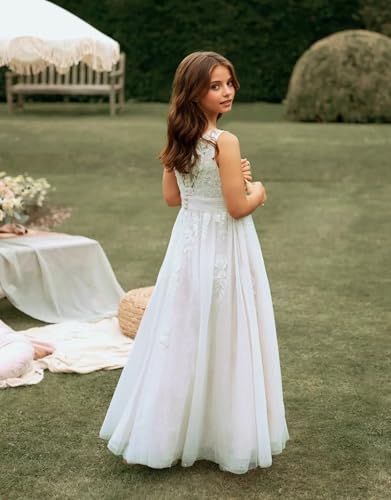 Flower Girl Dresses for Wedding Tulle Flower Appliques First Communion Dresses for Girls3