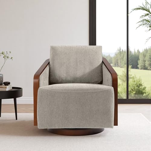 Sillón giratorio chenille marrón claro 2 asientos miniatura 6
