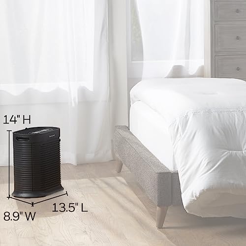 Honeywell HPA100 HEPA Air Purifier for Medium Rooms - Microscopic Airborne Allergen+ Reducer, Cleans Up To 750 Sq Ft in 1 Hour - Wildfire/Smoke, Pollen, Pet Dander, and Dust Air Purifier – Black