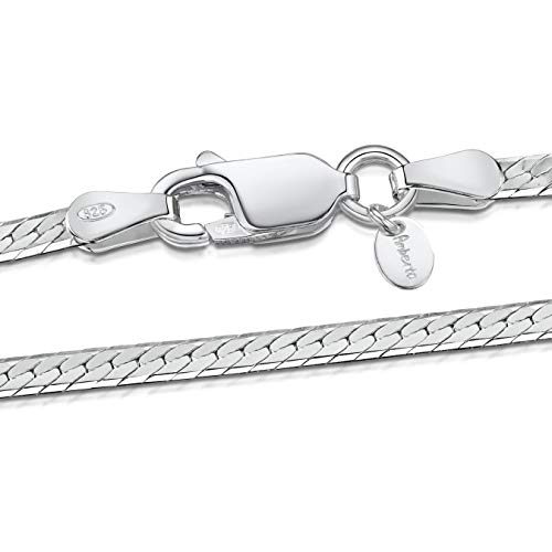 Preisvergleich Produktbild Amberta 925 Sterlingsilber Halskette - Herringbone Kette - Fischgrätkette - 2.4 mm Breite - Verschiedene Längen: 40 45 50 55 60 cm (60cm)