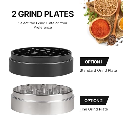 Dual Purpose 3" Inch Large Spice Dual Grinder, Including Fine Grind Plate & Medium Standard Grind Plate - Image 4