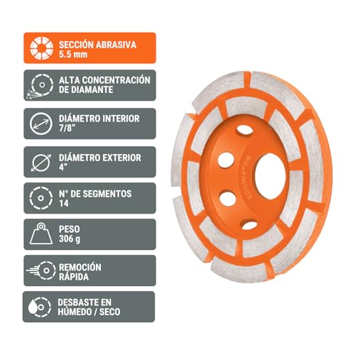 Copa de diamante para desbaste de concreto 5 Imagen adicional