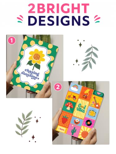 Image of DOODLE Notebook Set of 2 | A5 Undated Planner & Ruled Journal | 160 Pages Each, 12-Month Planner + 148 Ruled Pages | 80 GSM Thick Paper | Cute Notebook for School, College, Office & Gifting