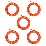 DIFFWELY 0.025インチ x 16フィート ほとんどのトリマーヘッドに対応するカット済みツイストストリングトリマーライン.95インチウィードワッカーストリングラインは、RYOBI Nitro EGO Worx Milwaukee Greenworksトリマーなどに適合(5パック)