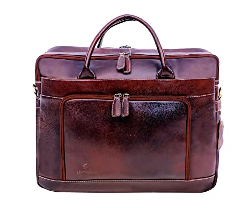 Image of LEADERACHI Vintage Leather Messenger Bag For Men's.
