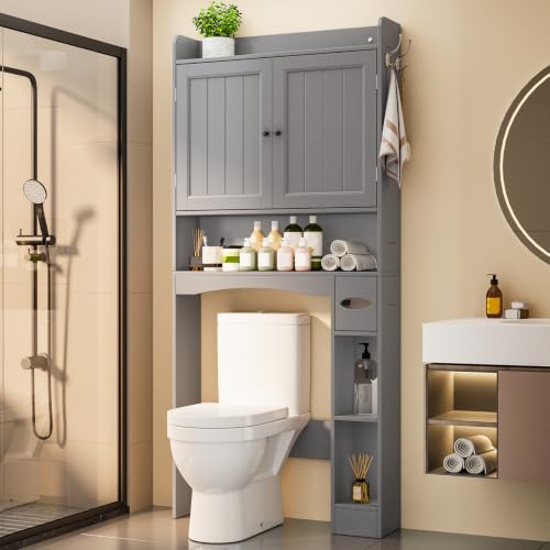 Image of Ahomly Over The Toilet Storage Cabinet, 32.3 inch W, Espresso
