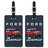 Ford Bronco '66 Illustrated Luggage ID Tags Suitcase Carry-On Cards - Set of 2