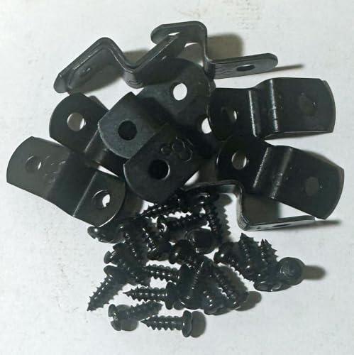 Image of 10 Pack 3 /8 inch Offset Steel Clips with Screws, Black (3 /8 inch) - Pro Quality