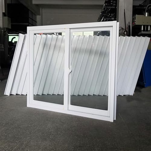 Black Small Sliding Window, Flush Mount Tempered Glass & Fiberglass Screen for Shed, Chicken Coop, Playhouse, Garage, Barn - 80x80cm (31.5x31.5in)