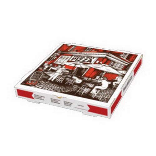 Rock Tenn Square Cafe Design B-Flute Corrugated Pizza Box White, 18