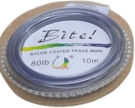 سلك صيد سمك مطلي بالفينيل من الستانلس ستيل بطول 10 متر، مع 10 قطع من الاكمام المجعدة