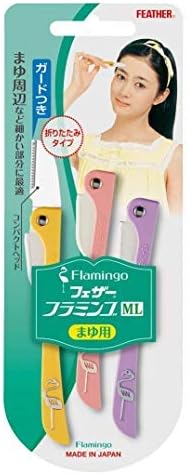 Feather Flamingo Eyebrow Razors Folding Type With Safety Guard (3 Pieces)